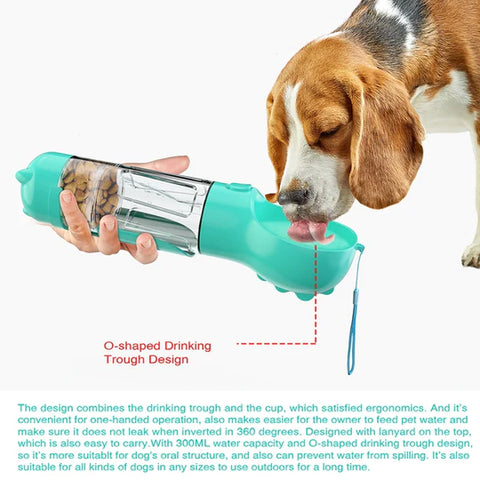 Image of 4 in 1 Portable Dog Water Bottle with Food Container and Waste Bag, Multifunctional Pet Travel Water Dispenser Water Bottle for Outside Drinking and Eating,Suitable for Cats and Puppy || 💖 30% Off Today Only + Free Home Delivery