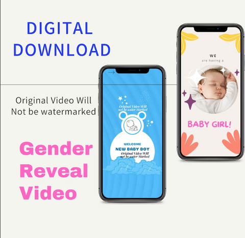 Image of Gender Reveal Video It's a Boy! OR Girl! Video Card Digital Pregnancy Announcement Video For Social Media | Instant download