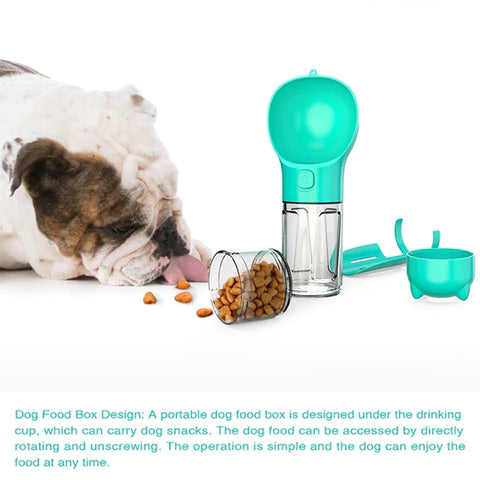 Image of 4 in 1 Portable Dog Water Bottle with Food Container and Waste Bag, Multifunctional Pet Travel Water Dispenser Water Bottle for Outside Drinking and Eating,Suitable for Cats and Puppy || 💖 30% Off Today Only + Free Home Delivery