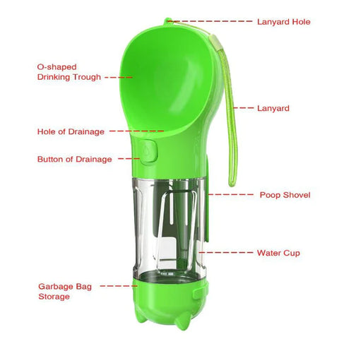 Image of 4 in 1 Portable Dog Water Bottle with Food Container and Waste Bag, Multifunctional Pet Travel Water Dispenser Water Bottle for Outside Drinking and Eating,Suitable for Cats and Puppy || 💖 30% Off Today Only + Free Home Delivery